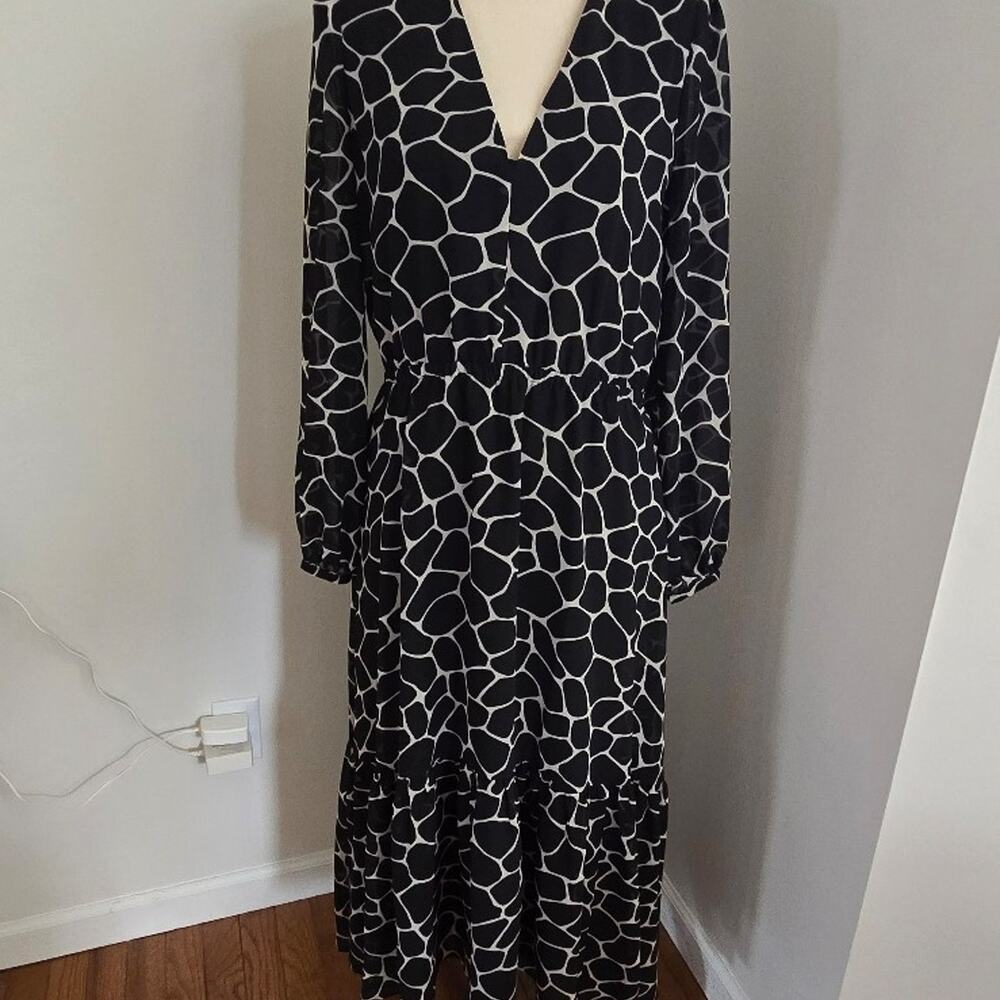 Banana republic womens animal giraffe print long sleeve modest dress medium
